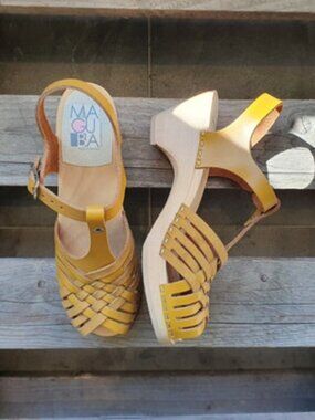 Swedish Clogs Sandals Maguba Valencia Yellow Mix Size US Womens 7 / EU 37